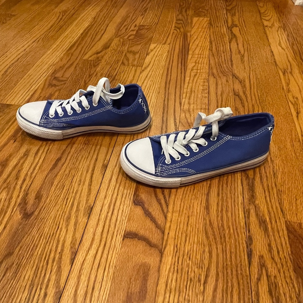 blue canvas sneakers, Not-Chucks, size 38